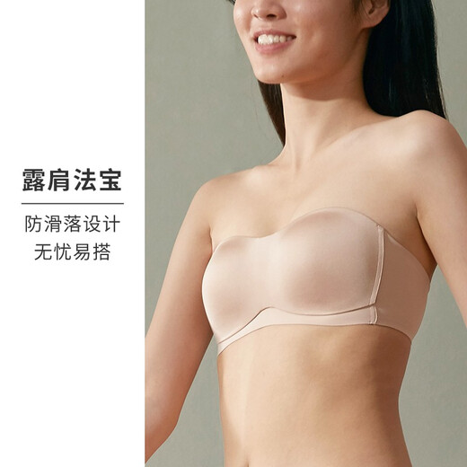 HSIA PHS underwear, tube top for women, anti-exposure, strapless, versatile, detachable, strapless, traceless, glossy, dry, thin mold, shell pink M (70C/75A/75B)