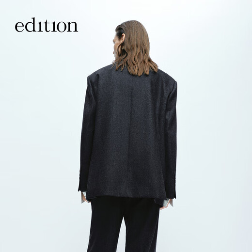 Edition blazer women's high-end gray suit woolen coat women's gentleman's suit dark floral gray S