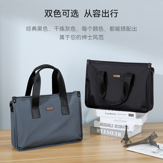 Golf GOLF business briefcase men's large-capacity handbag men's 15-inch laptop bag horizontal multi-compartment business casual shoulder crossbody bag 5I768439J gray