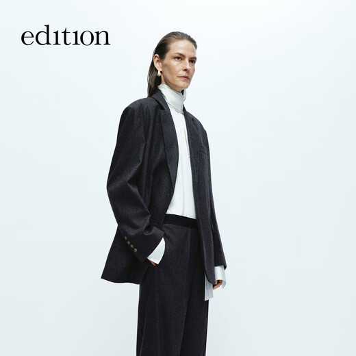 Edition blazer women's high-end gray suit woolen coat women's gentleman's suit dark floral gray S