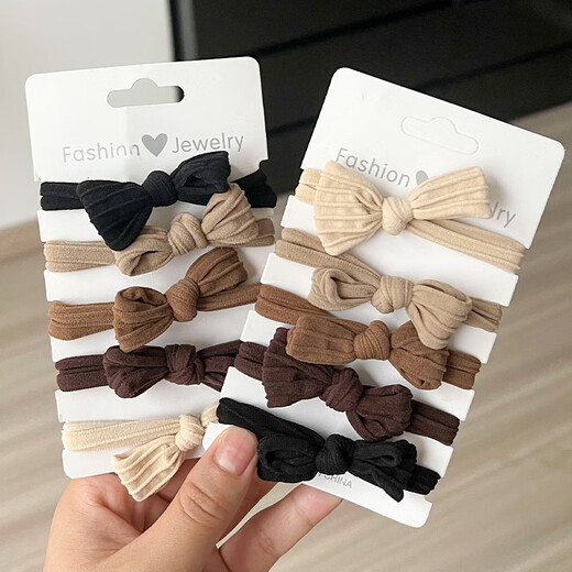 SAHANE Zuoyu bow hair tie for women, high-end hair tie, rubber band, simple temperament, high ponytail leather cover, hair tie, bow hair tie, mixed color 5 pieces