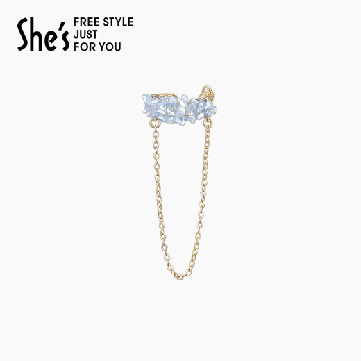 She s Akiko's spring Kamei bright crystal ear cuff without pierced earrings light luxury earrings birthday gift for women crystal blue and white C0