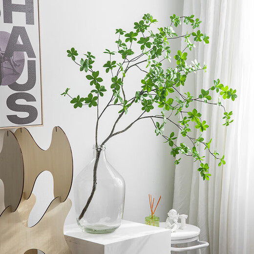 Flower e flow Japanese hanging bell plant simulation green plant landscaping horse drunk wood simulation tree bionic fake green plant decoration potted dry branches 1.2 meters hanging bell branches + straight vase + stone