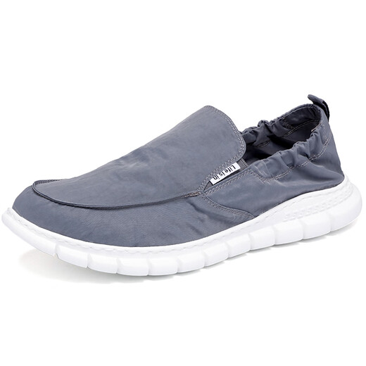 
Woodpecker old Beijing cloth shoes men's 2025 new summer breathable one-foot lazy bean shoes men's umbrella cloth flat shoes 881-Black- 41