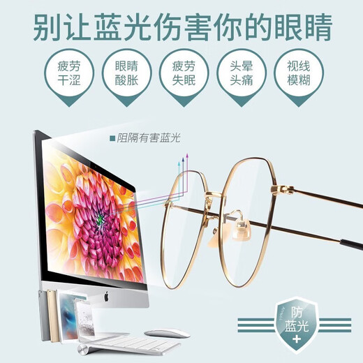 依视路（ESSILOR）依视路镜片近视眼镜配钻晶膜岩/A4防蓝光含镜架男女款半框眼镜架