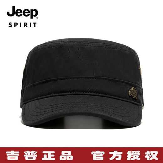 JEEP pure cotton flat-top hat for men, outdoor sports baseball cap, four-season casual peaked cap for women, fashionable and versatile sun hat, one size fits all, adjustable, black, one size fits all, 56-61cm