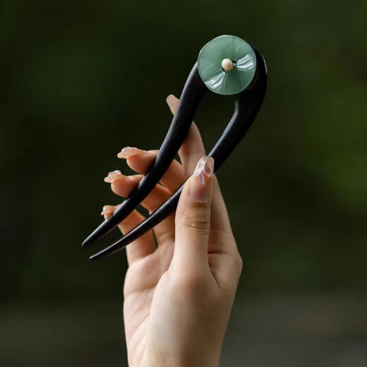 Meng Junchen black sandalwood U-shaped double hairpin high-end hairpin retro style simple hairpin daily hair extensions hair accessories birthday gift Xiaohe green sandalwood hairpin one