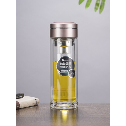Shantoulin Village Light Luxury High Great Glass Copa de vidrio Gran capacidad de temperatura inteligente Pantalla de engrosamiento de engrosamiento de doble capa 4884 gris (300 ml)