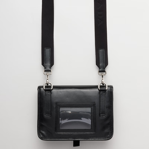 PRADA/Prada Gift Men's Triangular Metal Logo Decorated Cow Leather Smartphone Bag Black