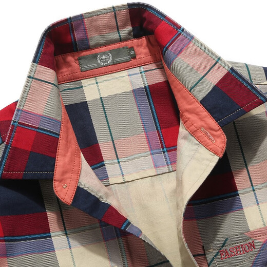 
JP autumn men's plaid long-sleeved shirt casual shirt 1592 red M (110Jin[Jin equals 0.5 kg]-125Jin[Jin equals 0.5 kg])