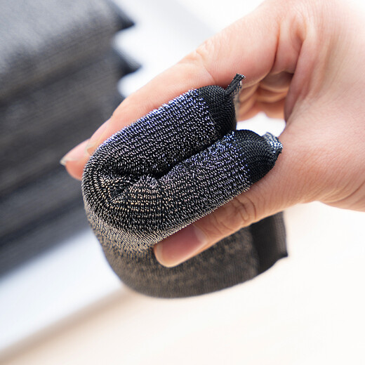 Wangshe Sponge Wipe Steel Wire Cloth Cleaning Block Pot Brush Sponge Wipe Pot Washing Artifact Brush Bowl Steel Wipe Double-sided Powerful Descaling Strengthened Black-6 Pieces (Clean Concave Side)