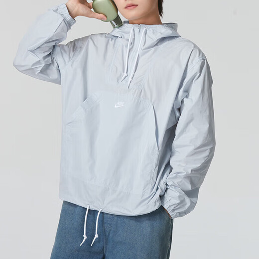 耐克（NIKE）卫衣男装2024春秋季新款运动服梭织透气半拉链男士套头衫 FN3893-043灰蓝 M