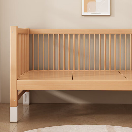 
Qiuying liftable beech wood splicing bed solid wood children's bed crib widened splicing large bed children's bed side splicing bed three-side side lift 5cm mattress + 7A antibacterial pure cotton bed circumference can lift length 200 wide 80 high 35 [60 guardrail]