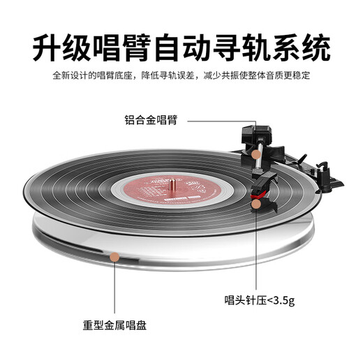 Duhuanshi Vinyl Record Player Professional HiFi Retro Phonograph Film Player Bluetooth Speaker Living Room Audio Matte Oak Color Free Genuine Vinyl Record + Music U Disk