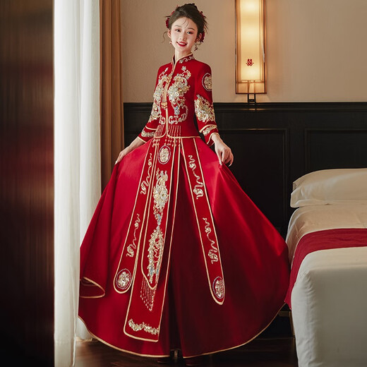 Zhiji Velvet xiUhe Kleidung Braut Hochzeitskleid 2025 Neues Hochzeitskleid Chinesisches Hochzeitskleid Alte Kostüm Toast Hochzeitskleid Velvet 1111 s