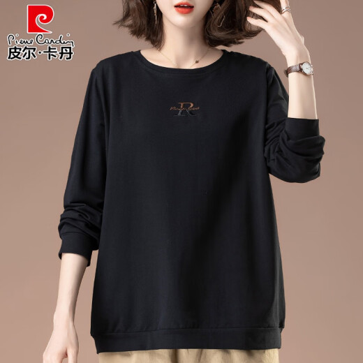 Pier Cardin Sweet Sweets para mujeres Spring and Autumn New Large Femen's Loose Bedding Femense Slimming Mother-Edy Mother-Edy Cotton Casual Top Grass Green [6191] 3XL 145-160Jin [Jin es igual a 0,5 kg]