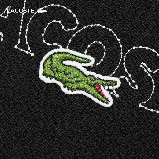 Lacoste French Crocodile Herrenkleidung losen Stil Baumwolle Runde Nackenpullover Sportpullover SH3878 031/Schwarz L 5