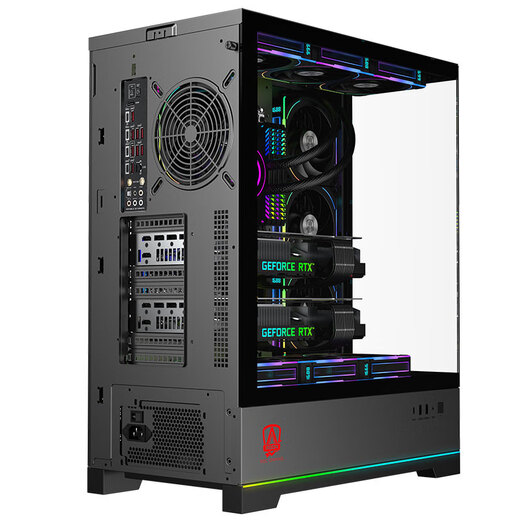 AOC Aidong ACG880B Black Eatx Gaming Computer Desktop Host Case 270 SEA View Room Schnellentfernung/9 Slot Dual Graphics Card/Support 480 Wasserkühlung/digitale Funktionsbildschirm Display