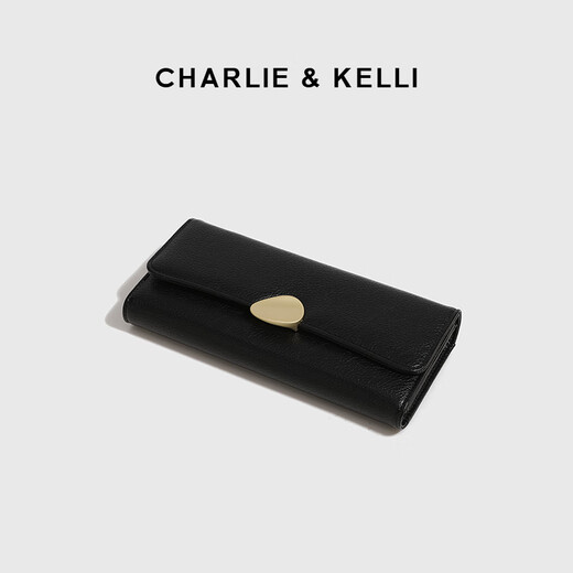 CHARLIE&KELLI CK品牌包包女包2025新款简约钱包卡包长款手拿包生日礼物送女生 黑色【京仓配送 礼盒包装】