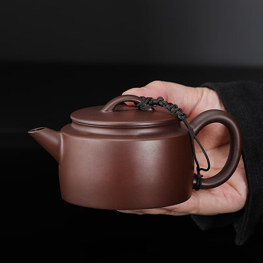 Junru purple clay pot 150ml Han tile teapot single person teapot purple clay pure handmade small teapot Chinese household Kung Fu tea set purple clay purple clay Han tile pot 150ml