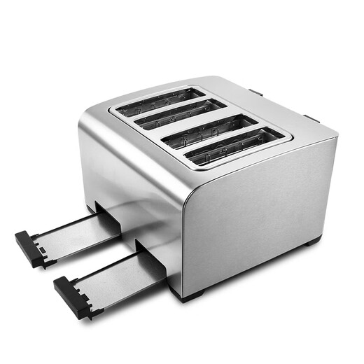 Tenfly Toaster Toaster Stainless Steel Double Slice Toaster Home Desktop Toaster Commercial Double Slice Toaster Touch Control Model for Home and Commercial Use Widened 4-Slice Bread Slot Contains Practical 3-piece Set