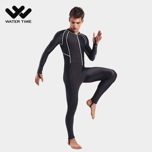 WATERTIME/水川 wetsuit surfing suit men's jellyfish clothing winter swimming warm men's swimsuit one-piece long-sleeved swimming equipment men's black L