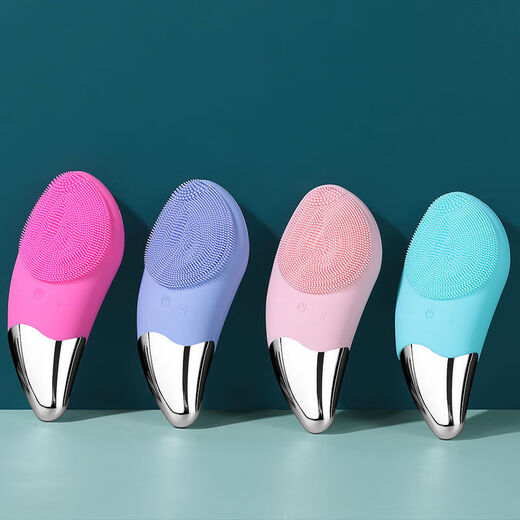 Nettoyant électrique pour le visage, nettoyeur de pores, brosse de nettoyage de massage en silicone pour éliminer les points noirs et les peaux mortes, instrument de nettoyage du visage, artefact de nettoyage, instrument de nettoyage du visage de type A (poudre de riz légère)