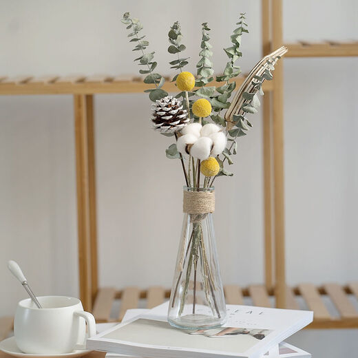 AIMAN Yunnan dried flower bouquet Nordic style home furnishings Eucalyptus cotton diy living room room decoration primary color red noble bouquet