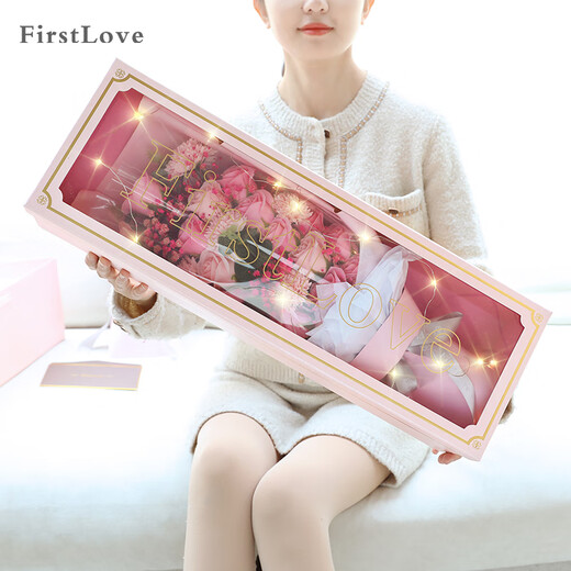 First Love 21 Roses, Carnations, Eternal Soap Flowers, Delivered in the Same City as New Year's Valentine's Day Gifts for Teachers, Non-Flowers