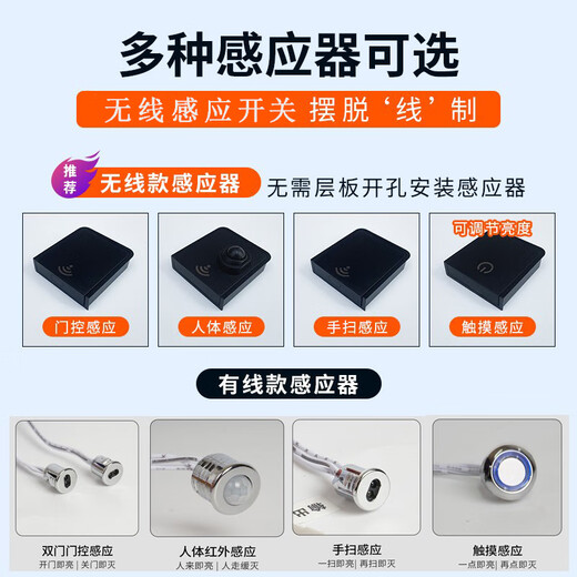 Huanyue wine cabinet light with embedded LED light wardrobe light cabinet light shoe cabinet light shelf light cabinet light sensor light strip receiver + wireless sensor switch