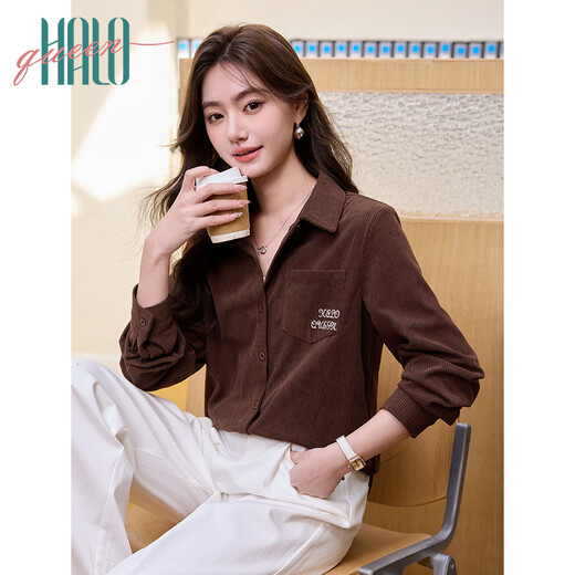 Halo Queen thick corduroy shirt women's wilderness Maillard spring and autumn new comfortable versatile shirt H144C3002