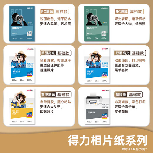 Deli 6-inch 230g high-gloss photo paper photo printing paper 100 sheets/pack 11822