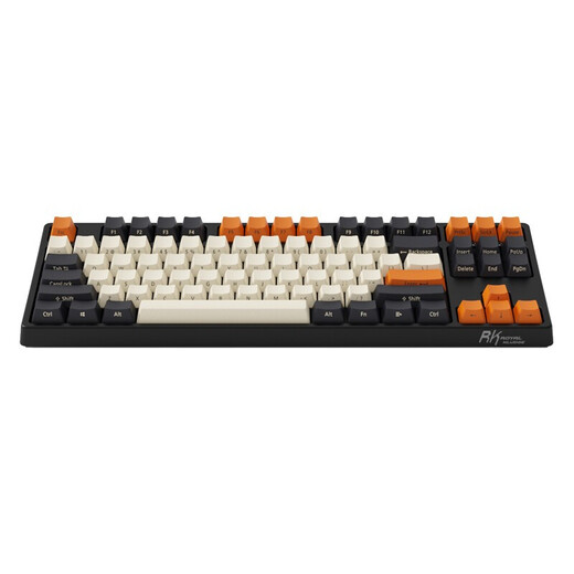 RK 987 wireless 2.4G Bluetooth wired mechanical keyboard three-mode four-axis optional 87-key customized PBT side engraving big carbon king Ziroom MAC tablet e-sports black and orange three-mode (white light)-red axis-87-key