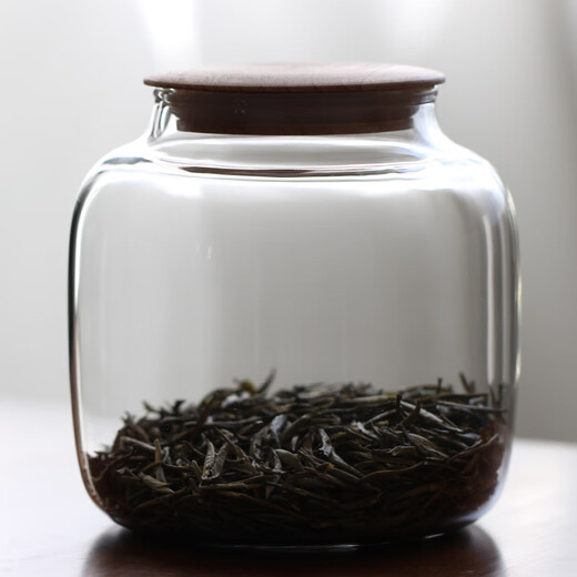 朴原良品实木盖茶叶罐密封罐储物罐 家用防潮茶仓咖啡罐 高颜值陈皮罐子 【黑胡桃木盖】茶叶罐D款880ml