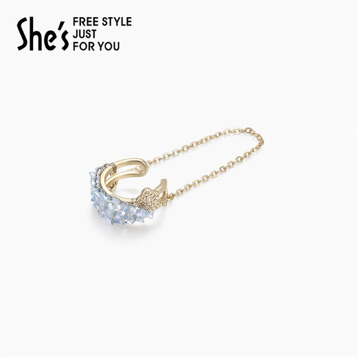 She s Akiko's spring Kamei bright crystal ear cuff without pierced earrings light luxury earrings birthday gift for women crystal blue and white C0