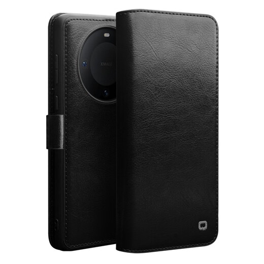 
Qieli Suitable for Huawei mate60pro mobile phone case Mate60pro + protective cover clamshell genuine leather magnetic suction full-pack anti-fall leather case with card slot for men and women Mate60 Pro/60Pro + classic black