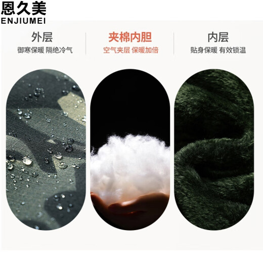 
Enjiumi camouflage cotton clothing Men's camouflage coat winter plus velvet thickened cold-proof labor protection clothing Cotton clothing Work clothes Cotton jacket Dark night camouflage cotton clothing (9859) 165 (recommended 100-120 Jin [Jin equals 0.5 kg])