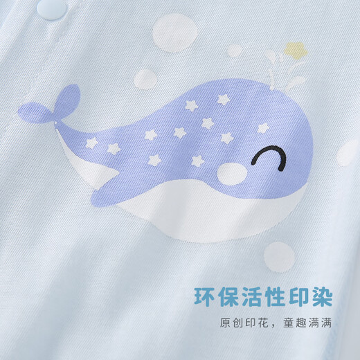 Shubeiyi 2-teilige Babykleidung Sommer Dünne Neugeborenen Overall Kurzärmelte Ha-Shirt Kinderkriechkleidung Blau 80 cm