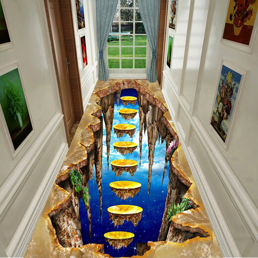 3D vertigo carpet can be cut, 3D thrilling corridor aisle carpet, long stairway, fully covered custom door mat, wooden bridge 40*60 cm rectangular