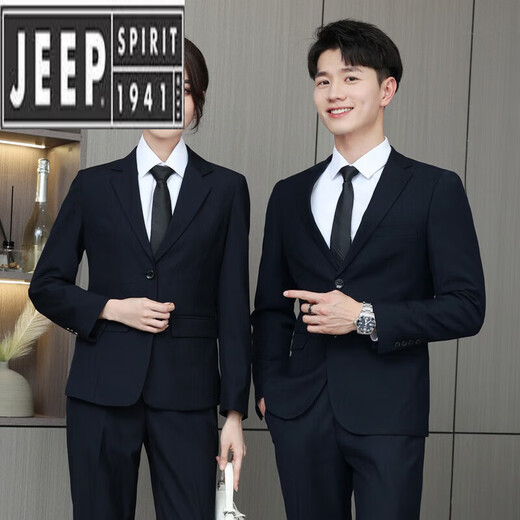 JEEP SPIRIT Men's Suit Suit Male College Student Formal Wear Teacher Interview Men's Suit Jacket Autumn and Winter Professional Wear 3-piece Set Women's Black Jacket + Pants + Shirt 3XL
