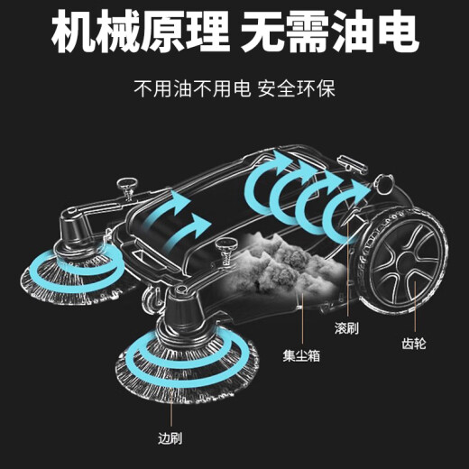 沪工手推式工业扫地机工业工厂车间物业学校公园无动力不用电不用油垃圾清扫车户外环卫树叶吸尘车道路养殖场 【顺丰包邮】1050出口加强电吸式款+1套尼龙刷