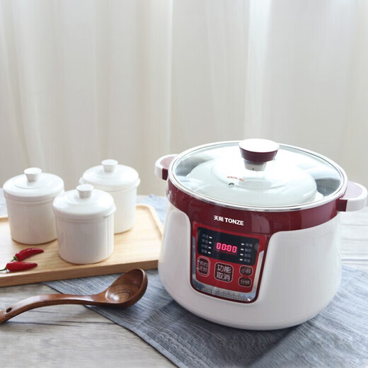 Tianji water-proof electric stew pot ceramic large-capacity household 304 stainless steel stew pot fully automatic soup pot with four pots, equipped with 304 stainless steel steamer, one pot with four pots, 3.2L 304 stainless steel, glass lid, with ceramic steam grid