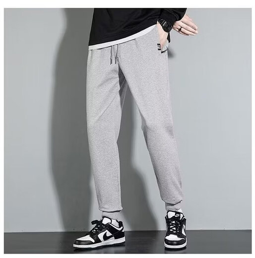 2024 autumn and winter men's sweatpants black sports leggings trousers trendy versatile loose casual versatile pants black 2XL