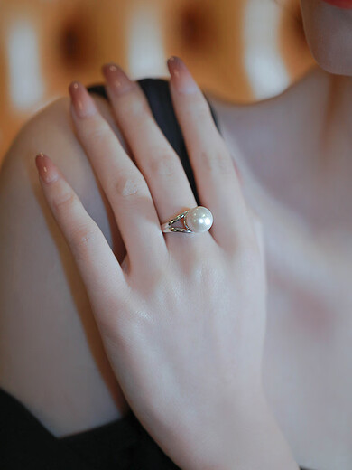 QUAMER925 sterling silver pearl ring women's niche design unique opening adjustable ring light luxury high-end Valentine's Day gift