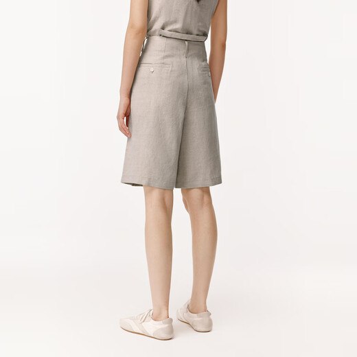 Less [series Xun] Primavera y verano Castres sencillos Simples rectos de lino Pantalones medios de seda Mujeres 2O4E14110 125 Color original M