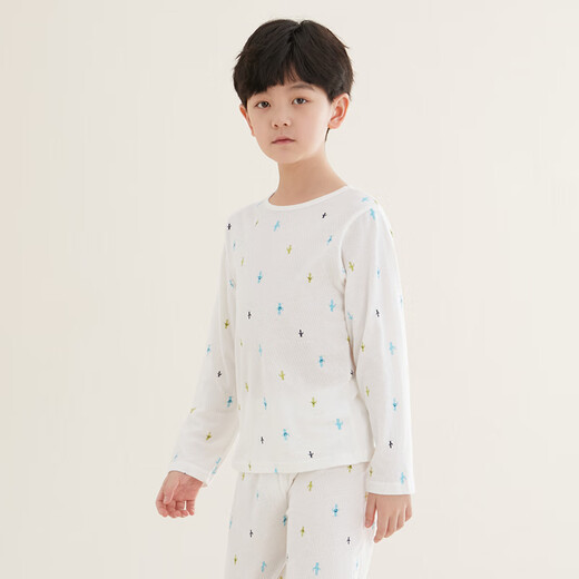 Hongdou Children's Pyjamas Boys and Girls Home Vêtements Home Cotton Coton Long Manche Pantalon Suit de climatisation Spring and Summer J3271 140