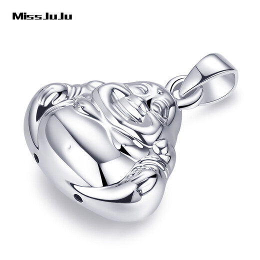 Miss JuJu pt950 platinum pendant Maitreya Buddha platinum smooth big belly Buddha pendant Smiling Buddha platinum necklace for women pendant weight 1.8-2.0g + with black leather rope