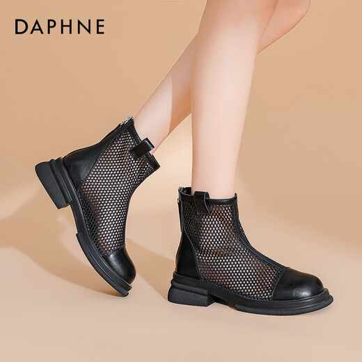 Daphne official Martin boots women's shoes summer thin short-tube British style cool boots women's breathable mesh boots women's hollow mesh sandals black-mesh style 35