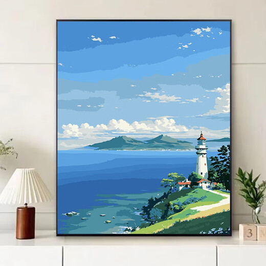 Paisaje de verano Hayao Miyazaki DIY Digital Pintura al óleo Animación Curación Color Pintura de aleta pintada a mano de alta gama Pintura colgante H1343 30*40 Estirar el pincel de pintura del marco interno