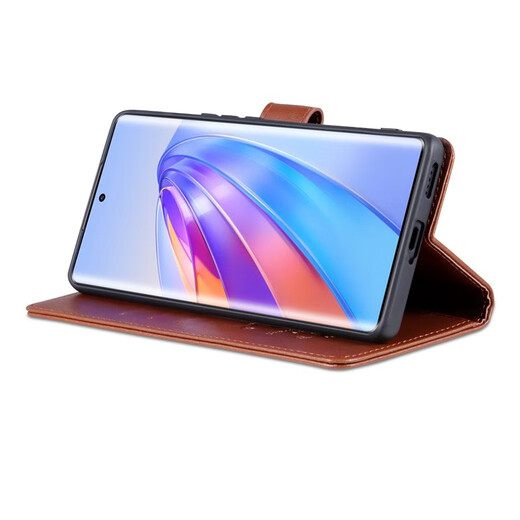 AZNS 荣耀X50手机壳翻盖皮套ALI-AN00保护防摔5G前后全包软壳侧翻钱包式复古商务男女新款 棕色